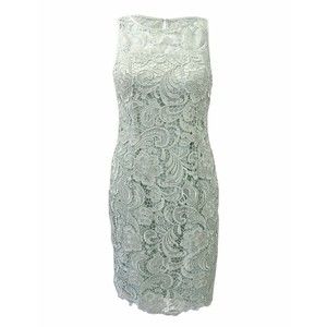 Womens Adrianna Papell Sleeveless Lace Sheath Dress Sz 2 Mint Green Spring